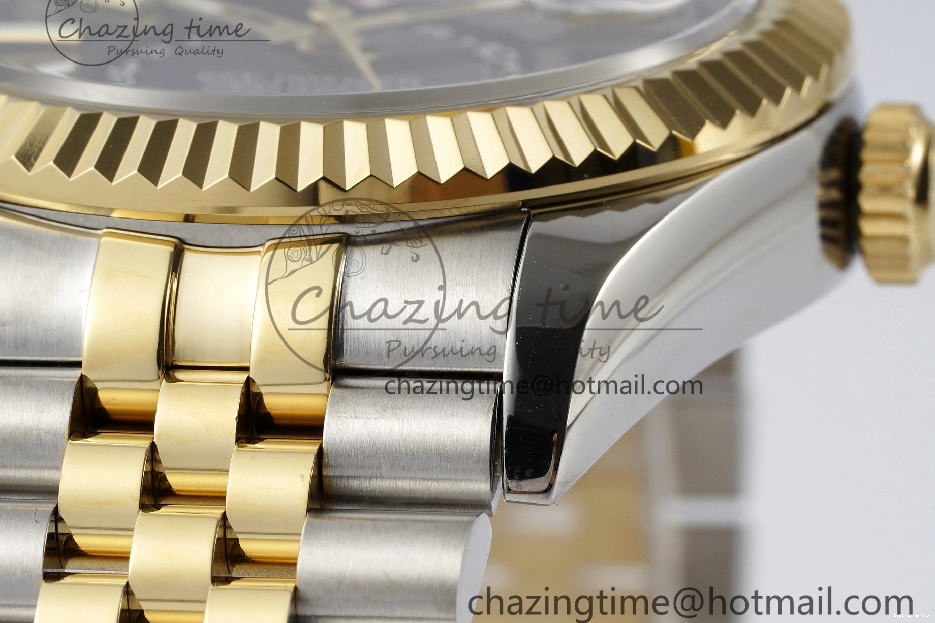 0502 Skydweller SS YG Noob Best Edition Black Dial on SS YG Jubilee Bracelet A23J Efficient 2122